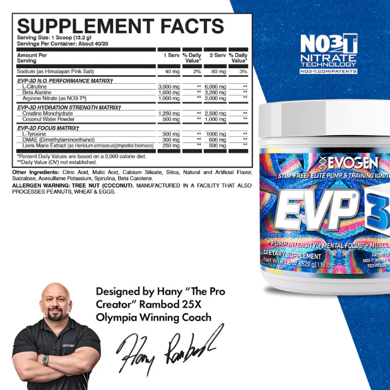 EVP 3D | Pre-entreno sin estimulantes 20/40 servicios