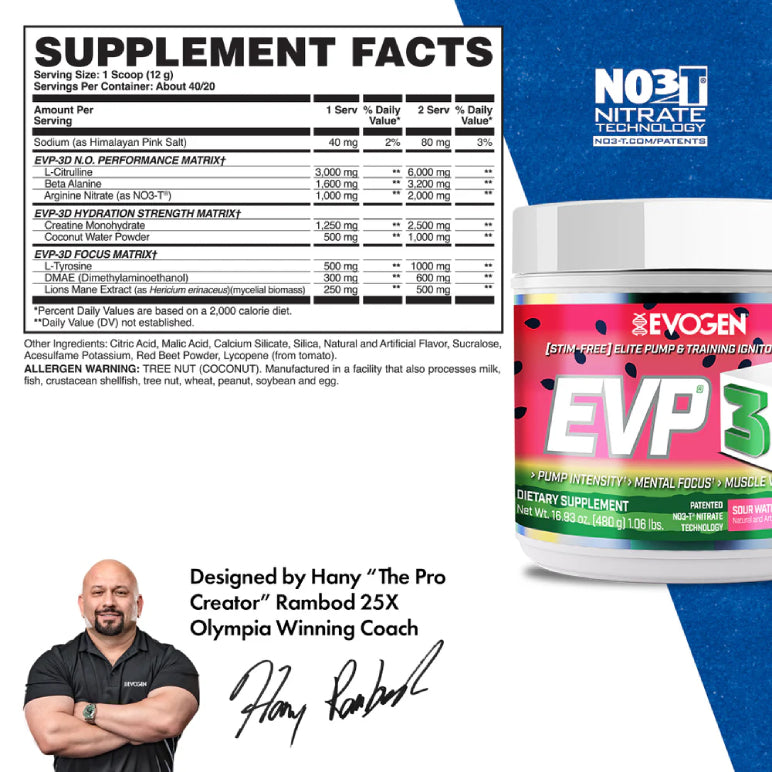 EVP 3D | Pre-entreno sin estimulantes 20/40 servicios