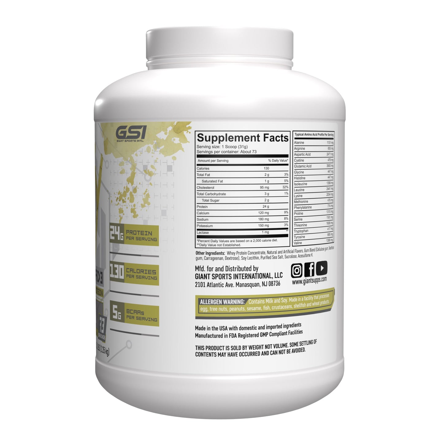 GIANT WHEY UPGRAD3 5lb | Proteína de suero de leche (Whey Protein) 69-73 servicios