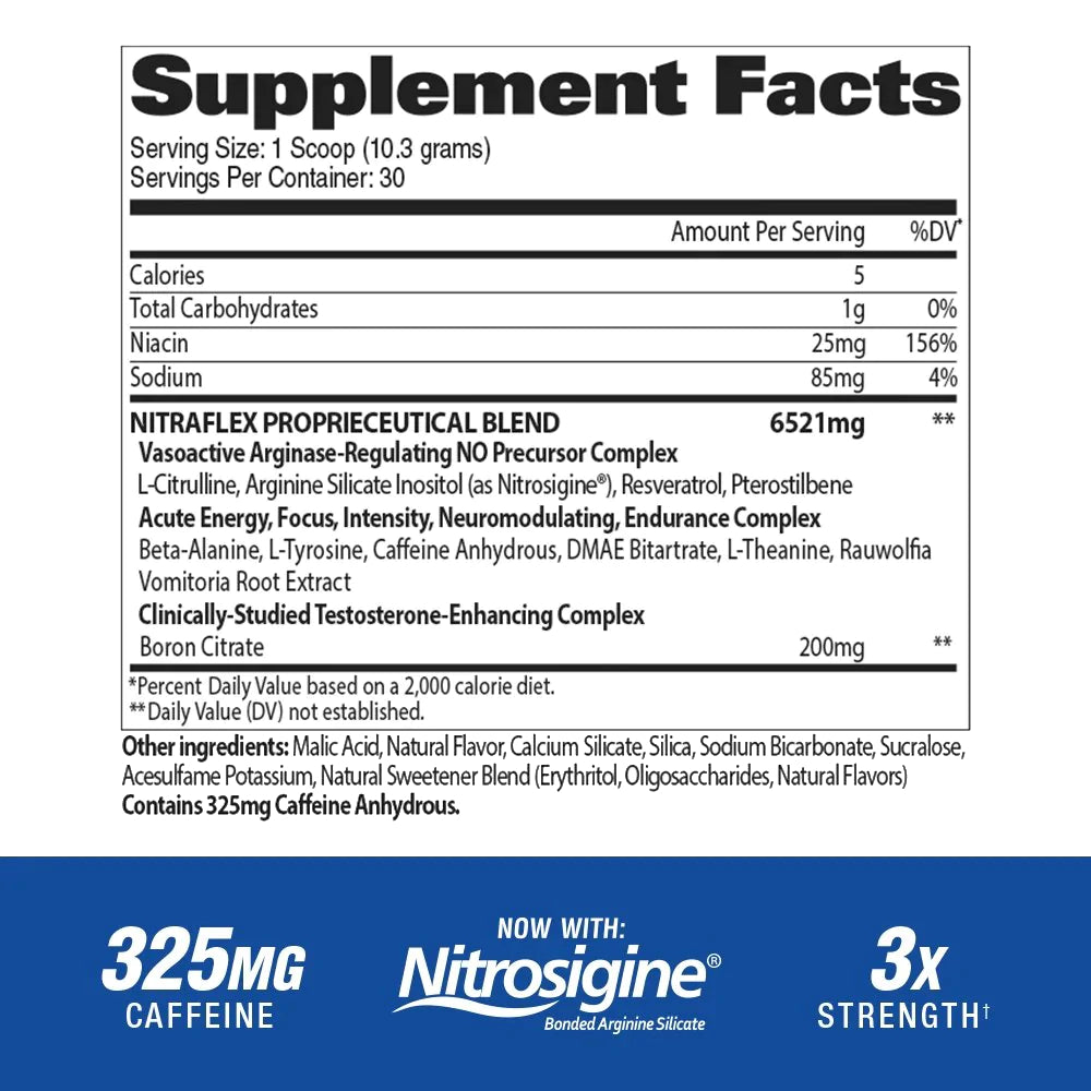 NITRAFLEX | Pre-entreno con precursor de test 30 servicios