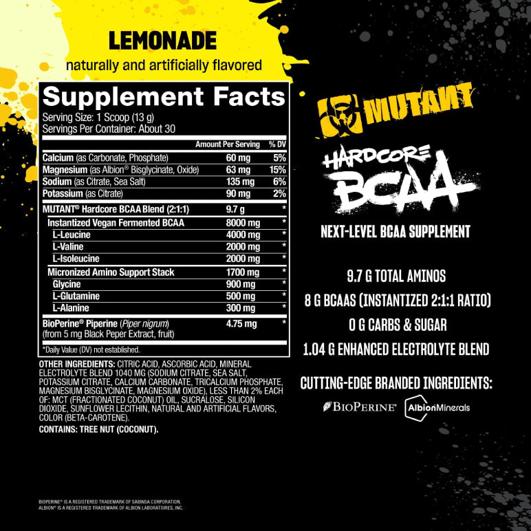 HARDCORE BCAA | BCAA's, Glutamina y Electrolitos 30 servicios