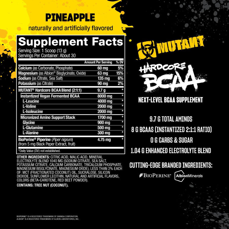 HARDCORE BCAA | BCAA's, Glutamina y Electrolitos 30 servicios