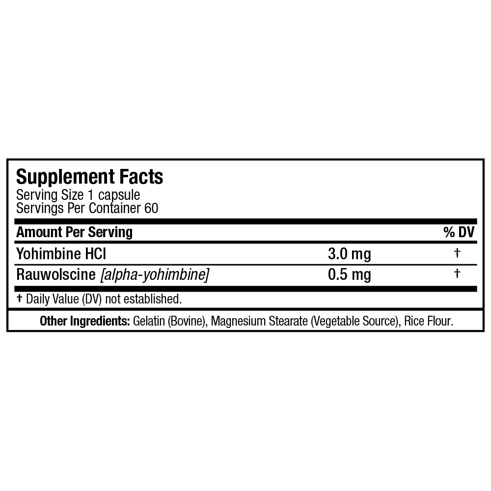 Yohimbine+ Rauwolscine | Yohimbina 3mg 60 cápsulas
