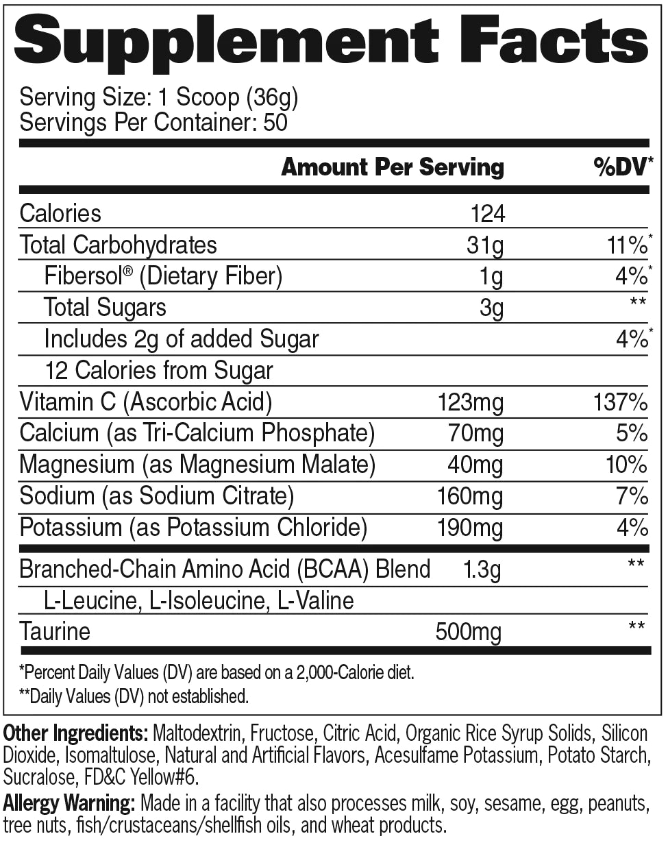 Carbotein | Carbohidratos, BCAA's y Taurina 50 servicios