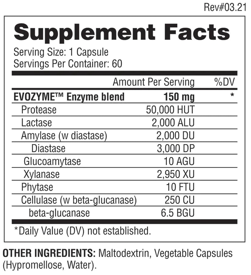 Evozyme | Enzimas digestivas 60 cápsulas